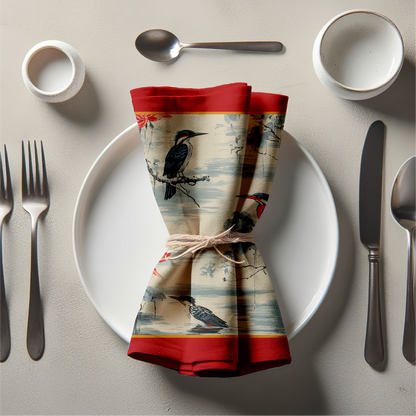 Watchful Waters Napkin in Ruby Lotus