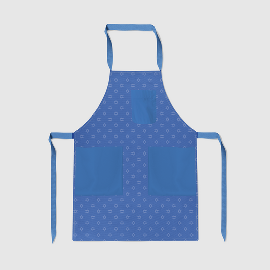 Star of David Full Chef Apron in Dark Blue and White