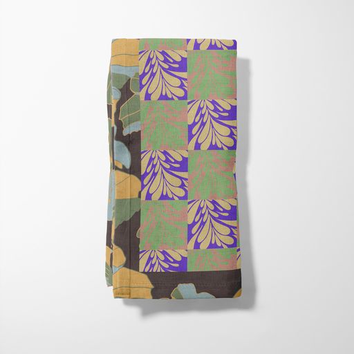 Drops Napkin in Green & Purple in Organic Cotton Voile