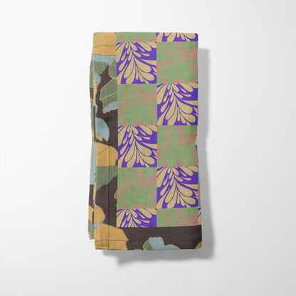 Drops Napkin in Green & Purple in Lightweight Linen