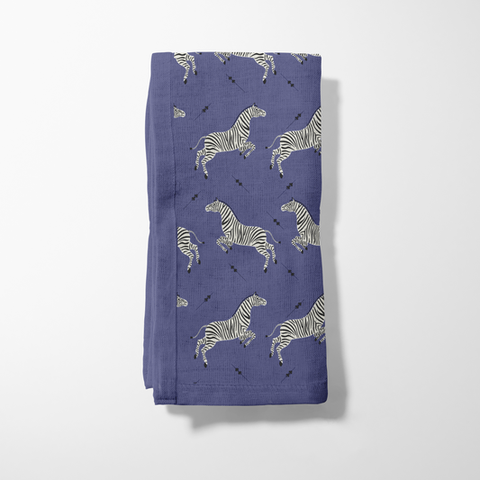 Leaping Zebras Napkin in Midnight