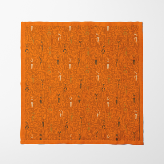 Swimmers in Summer in Figi Orange Napkin in Lightweight Linen
