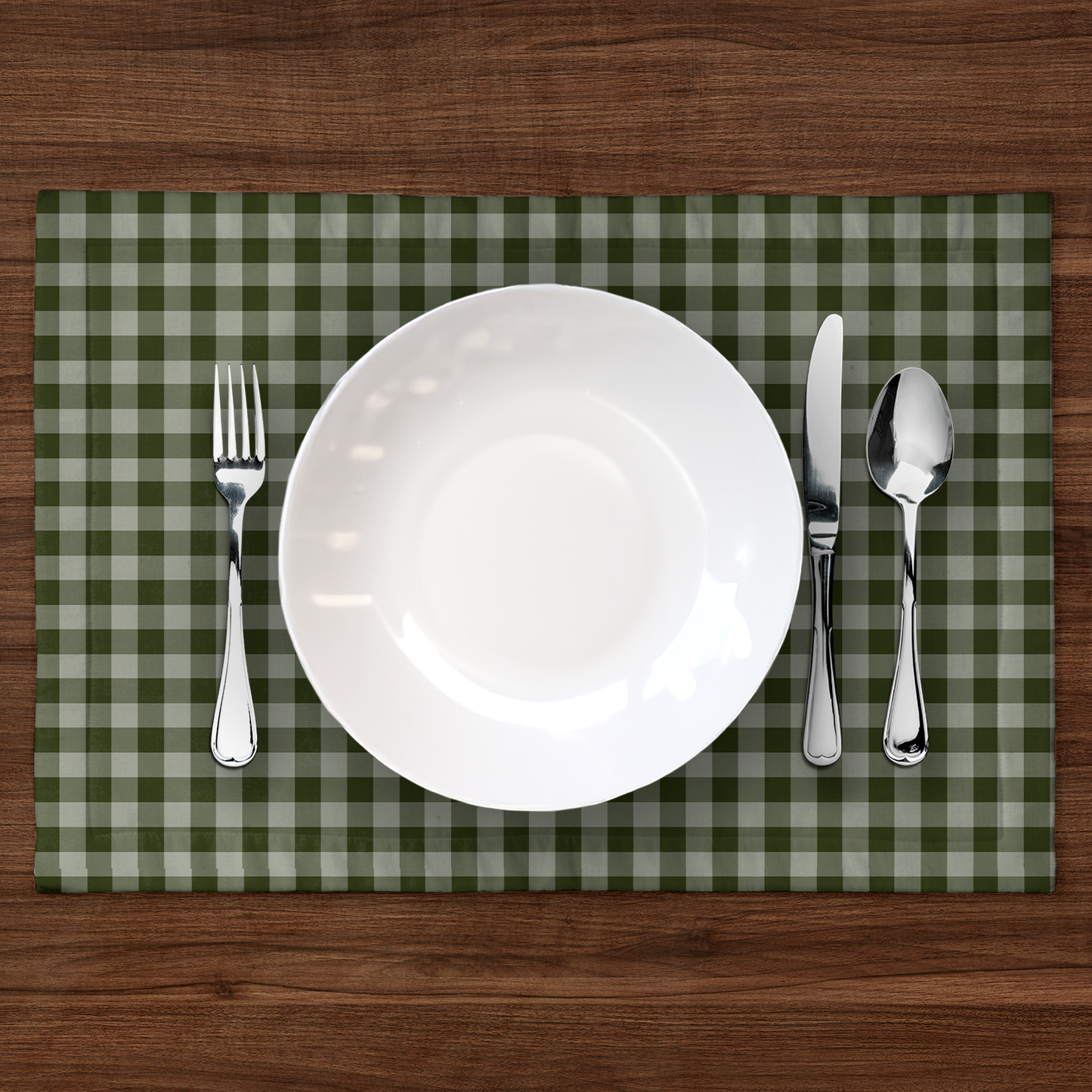 ONE Mini Gingham Placemat in Olive Green in Mid Weight Cotton Twill