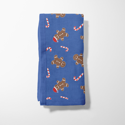 Gingerbread Dudes Napkin in Dark Blue