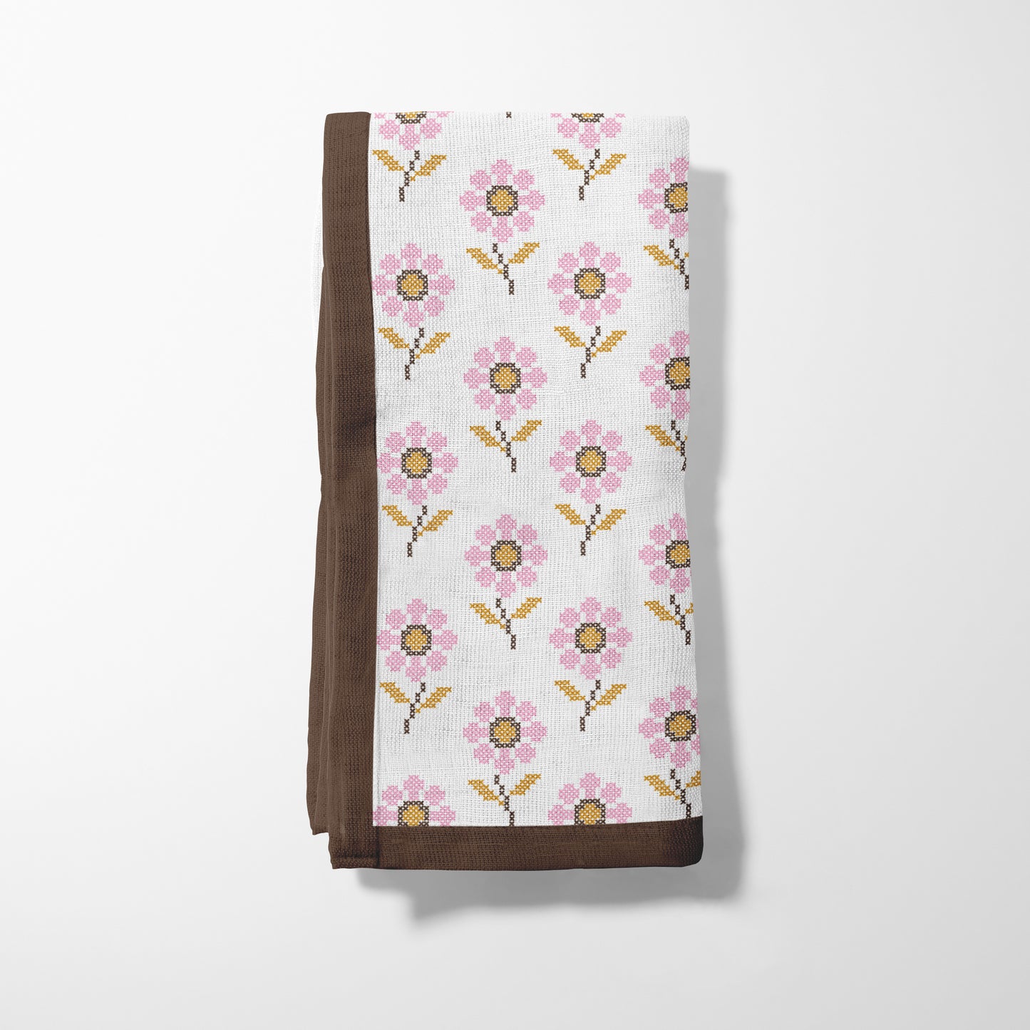 Cross-Stitch Flower Napkin