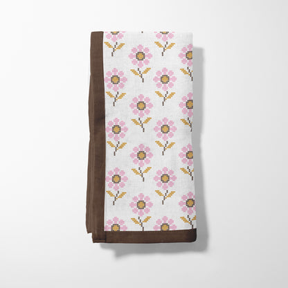 Cross-Stitch Flower Napkin