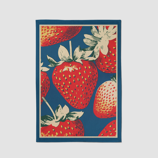 Studio Strawberry Tea Towel in Navy