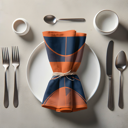 Burnt Orange and Navy Blue Napkin