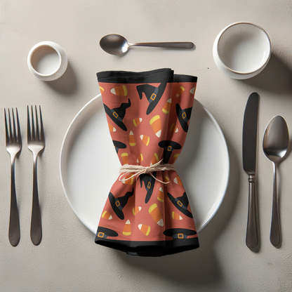 Trick or Treat Napkin in Spice in Lightweight Linen