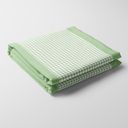 Mini Gingham Tablecloth in Pastel Green - Mid Cotton Twill