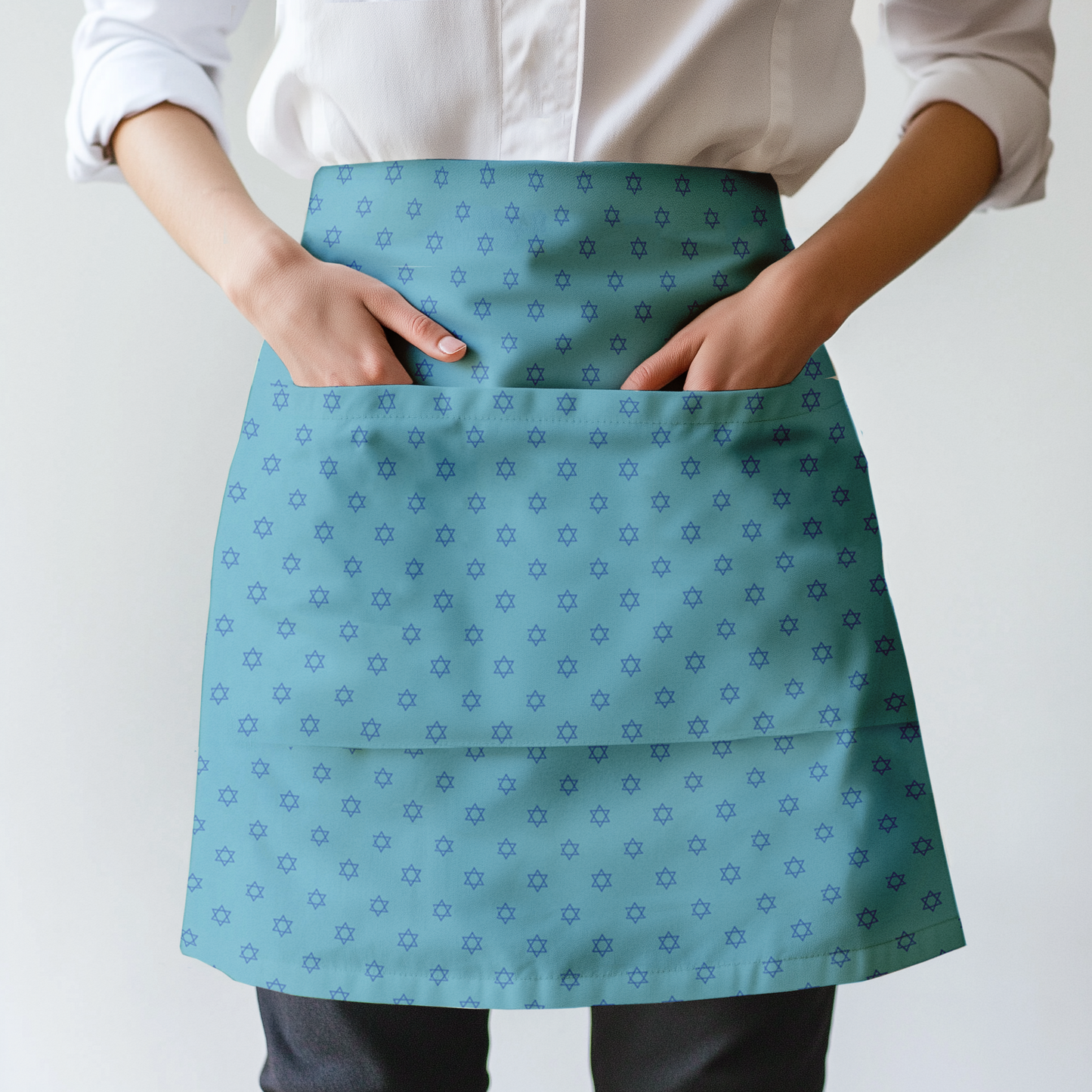 Star of David Half Apron in Light Blue