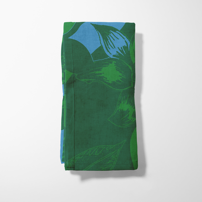 Tropical Paissage Green & Blue Napkin in Lightweight Linen