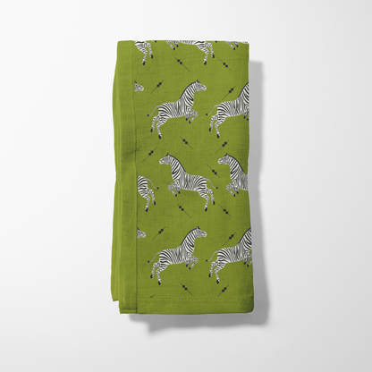 Leaping Zebras Napkin in Green