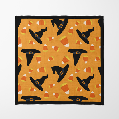 Trick or Treat Napkin in Squash in Organic Cotton Voile