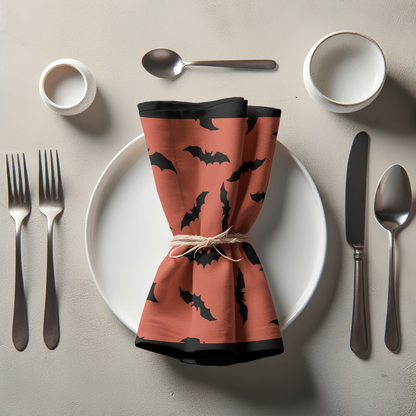 Bats in Spice Napkin in Organic Cotton Voile