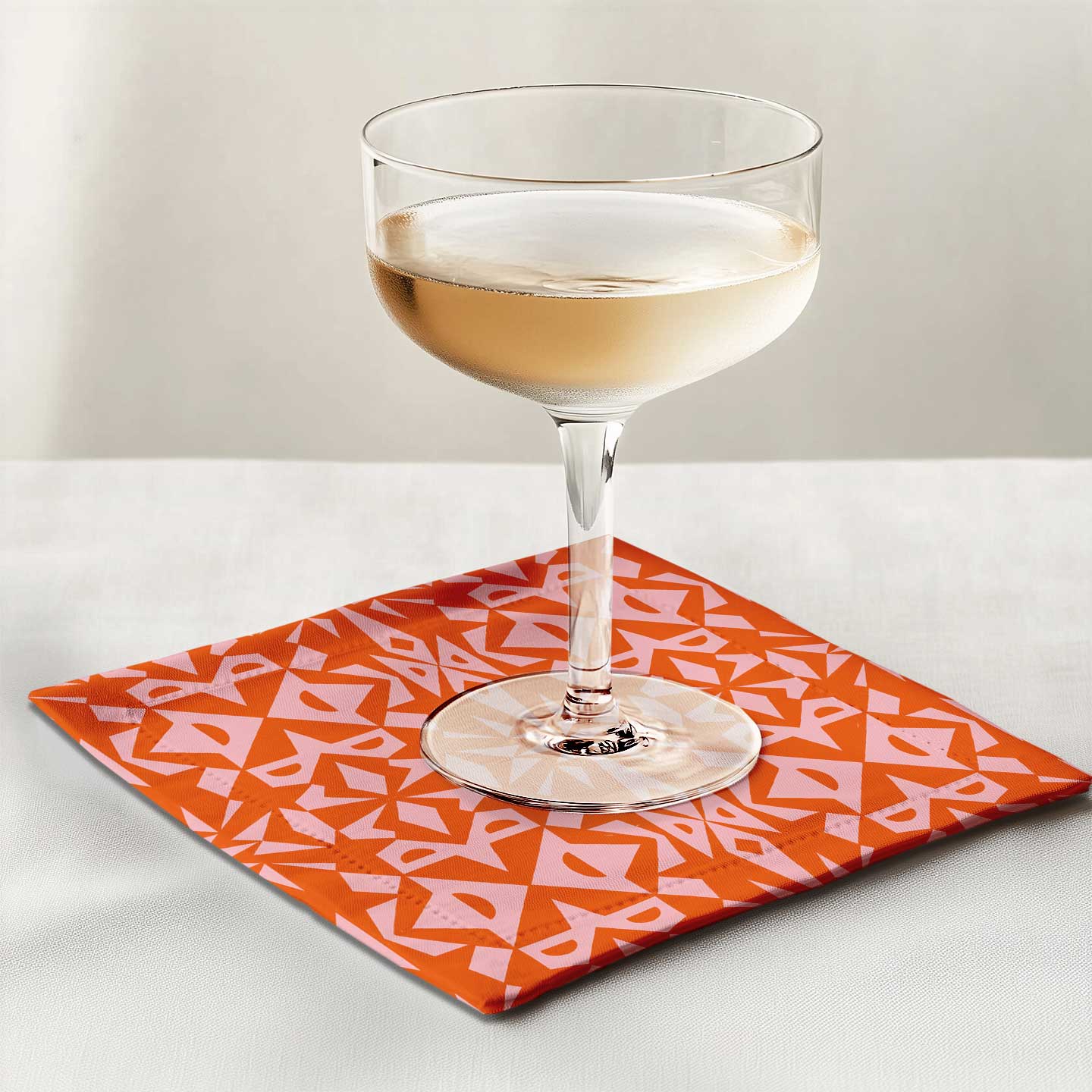 Modern Geometry Cocktail Napkin in Organic Cotton Voile