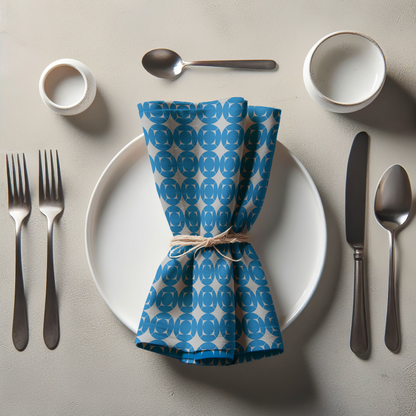 Picnic in the woods Napkin - Blue in Lightweight Linen