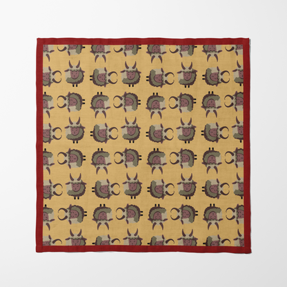 Krampus Napkin in Gold with Dark Red Border