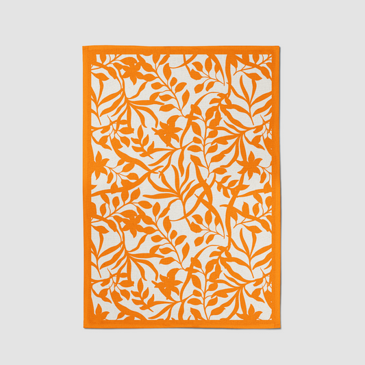 Figi Floral Tea Towel in Orange