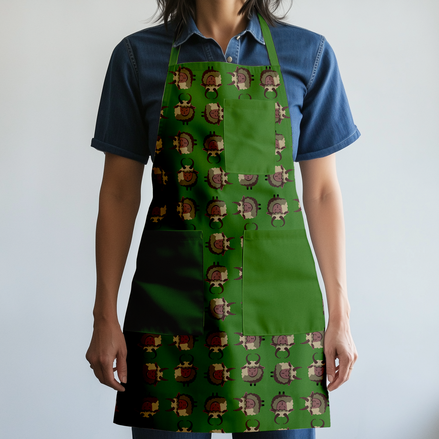 Krampus Full Chef Apron in Green