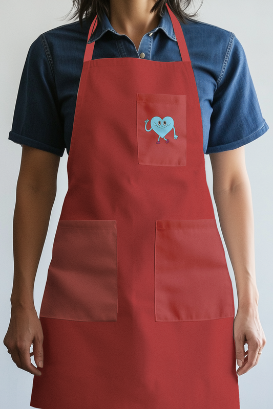 Blue Heart with Zebra Red Apron