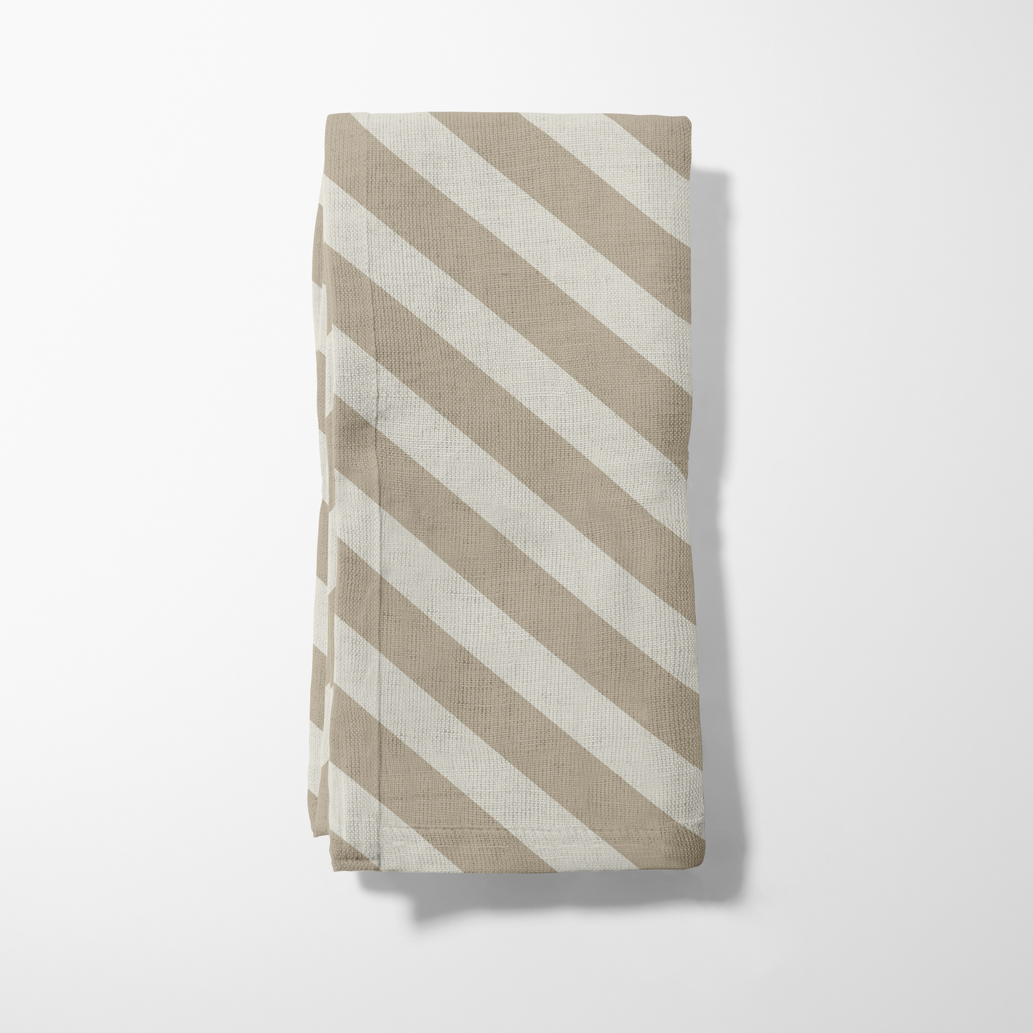 ONE Diagonal Stripe Napkin - Pebble in Organic Cotton Voile