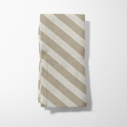 ONE Diagonal Stripe Napkin - Pebble in Organic Cotton Voile