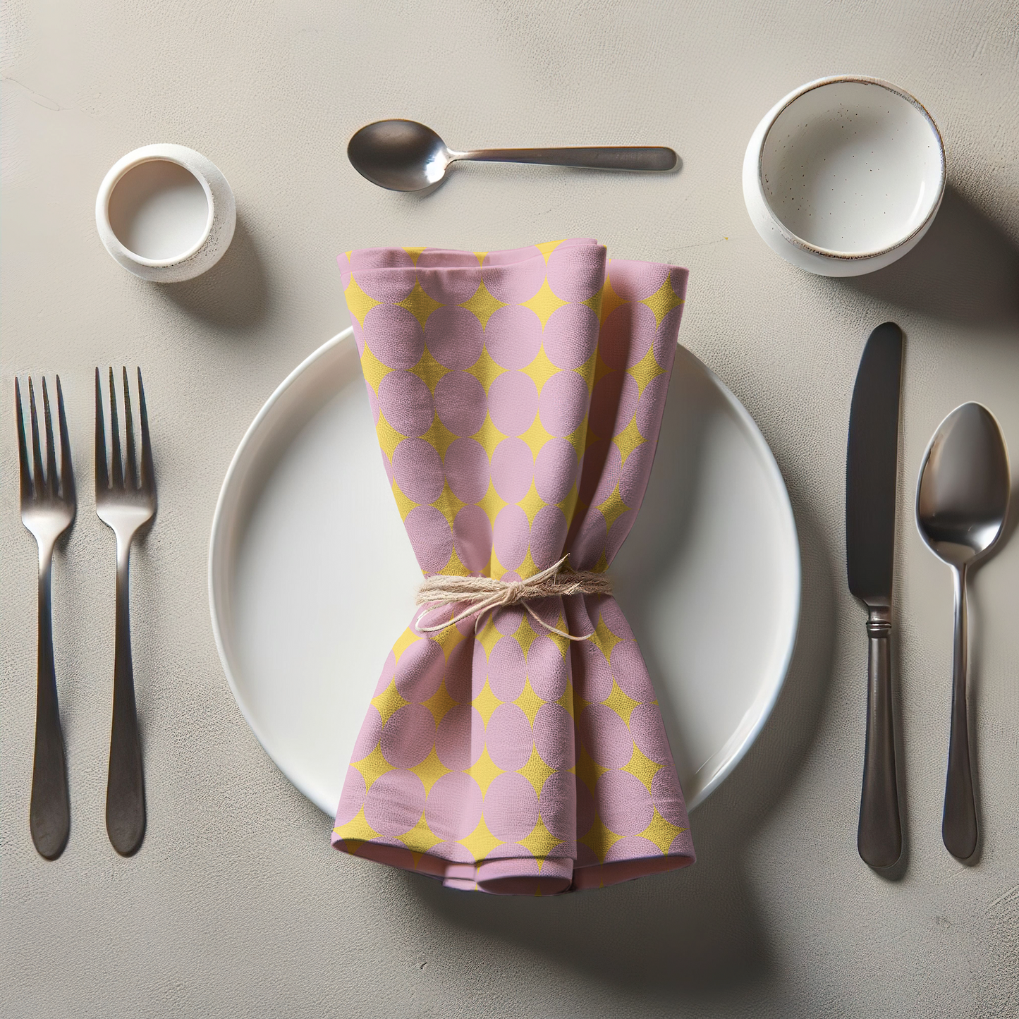 Spots and Dots Napkin - Muted Pink in Lightweight Linen