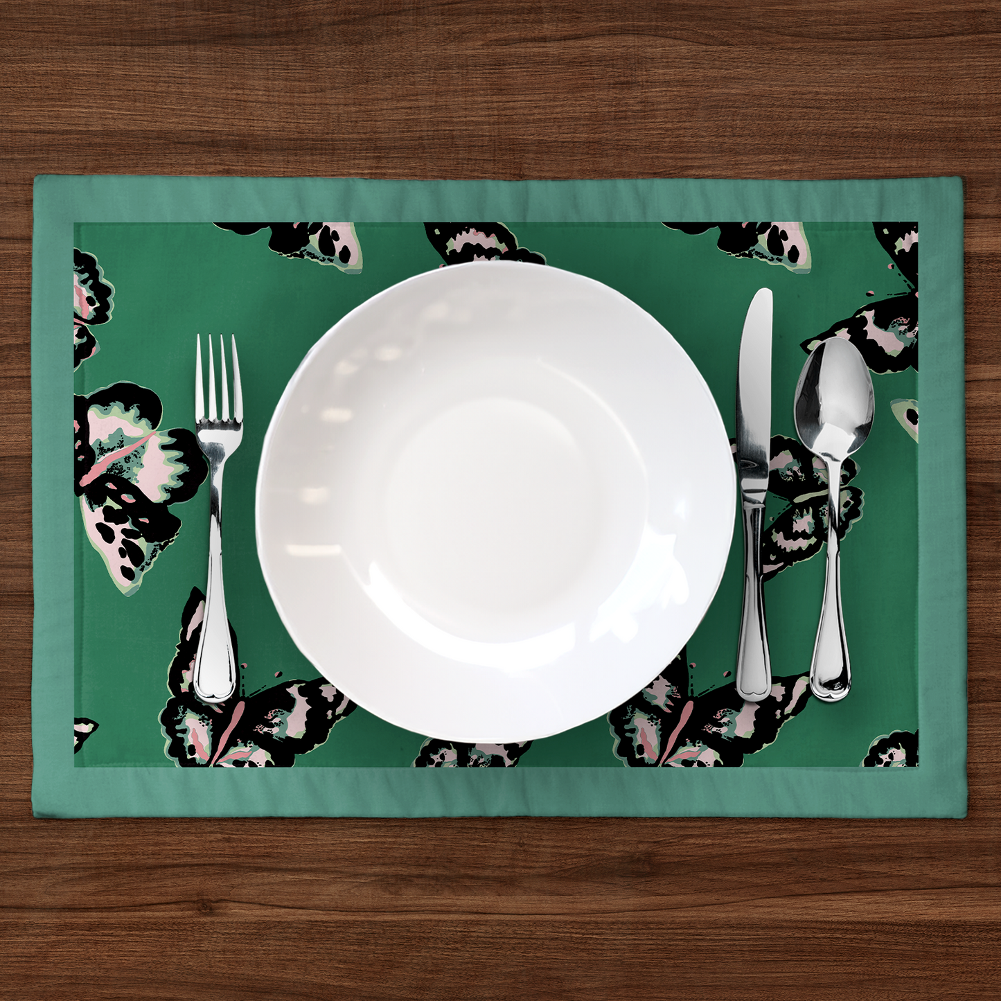 Sweet Green Butterflies Placemat in Mid Cotton Twill