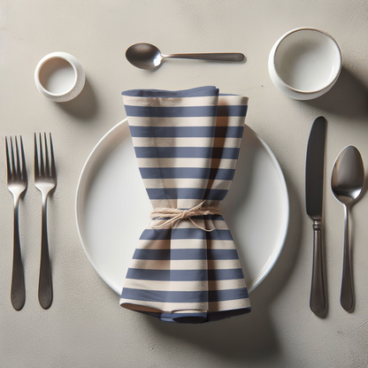 ONE Medium Stripes Napkin - Boat in Organic Cotton Voile