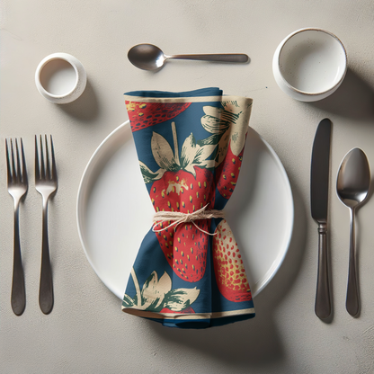 Studio Strawberry Napkin in Navy