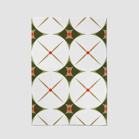 Holiday Abstract Tea Towel in Green