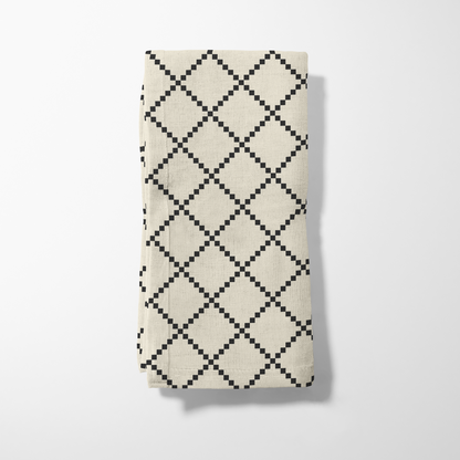 ONE Diamond Grid Napkin - Cream in Organic Cotton Voile