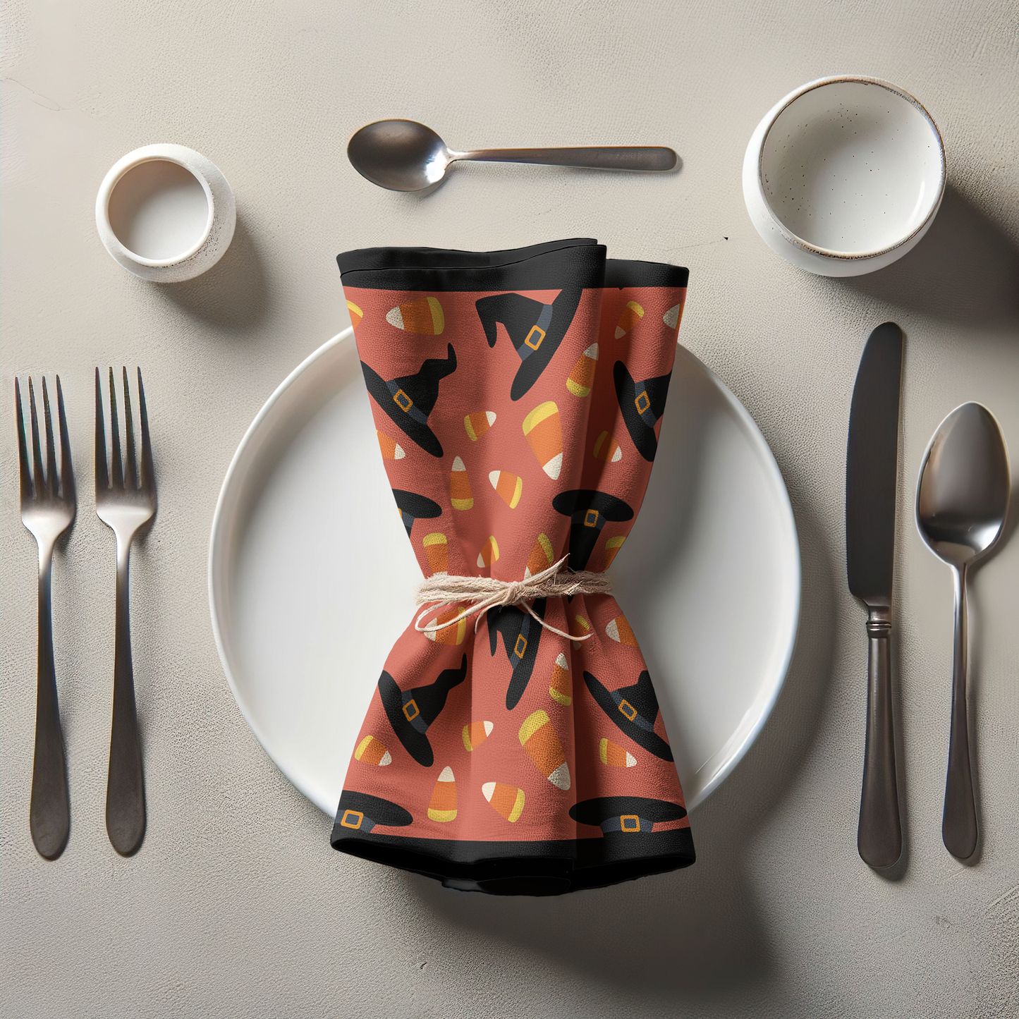 Trick or Treat Napkin in Spice in Organic Cotton Voile