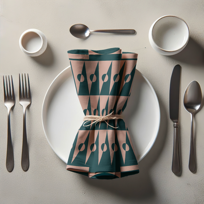 Green Backgammon Napkin in Lightweight Linen