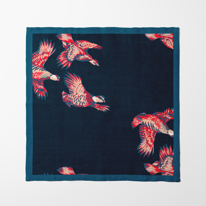 Mountain Climbing Birds Napkin in Organic Cotton Voile