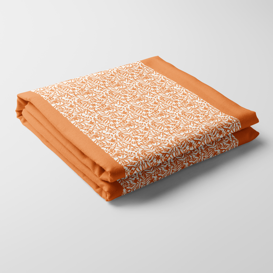 Figi Floral Tablecloth in Orange - Mid Cotton Twill