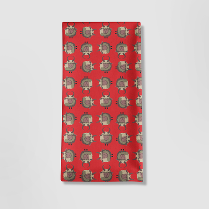 Krampus Tea Towel in Light Red