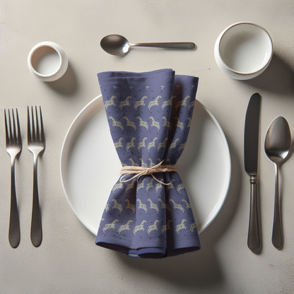 Leaping Zebras Napkin in Midnight in Organic Cotton Voile