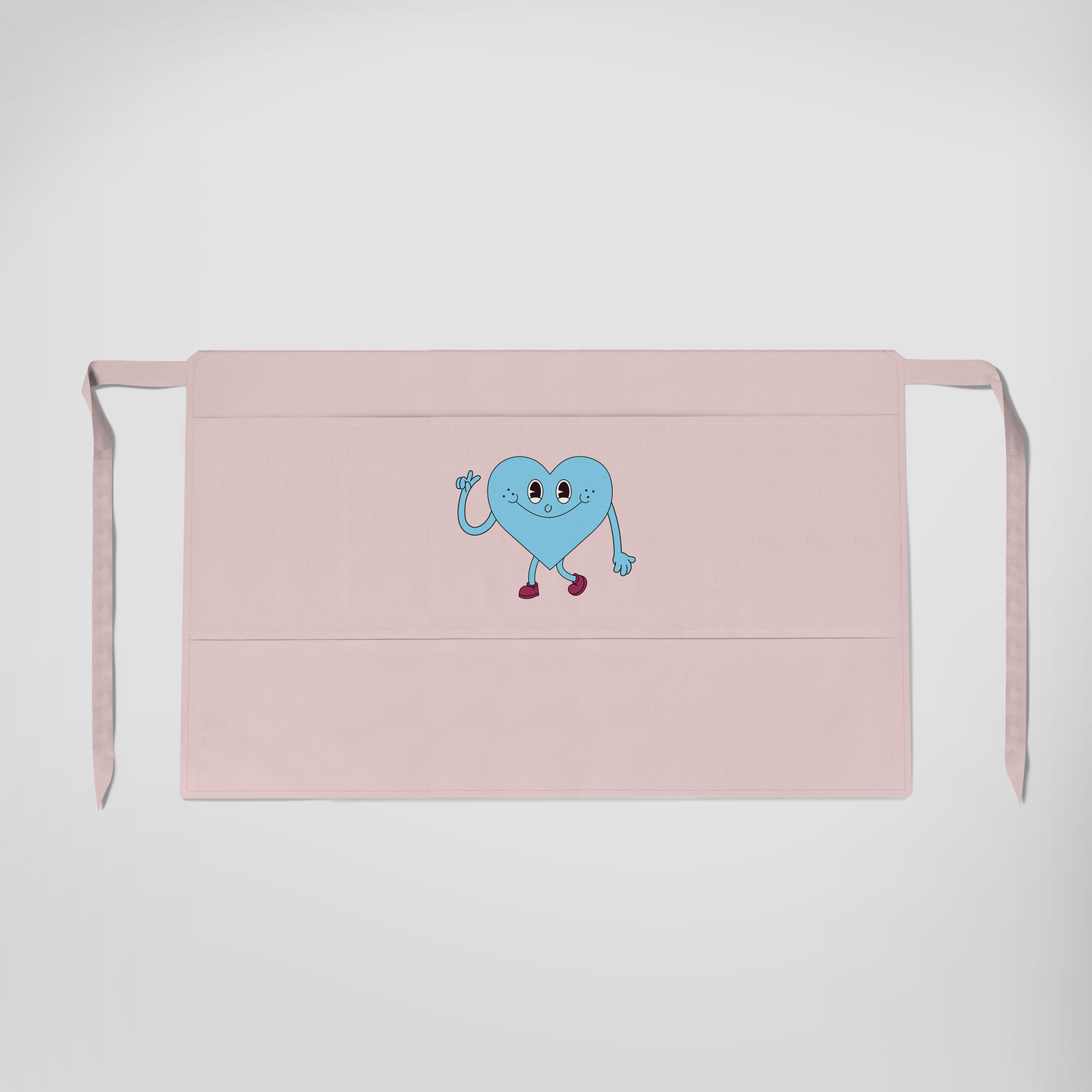 Blue Heart with Valentine Pink Half Apron