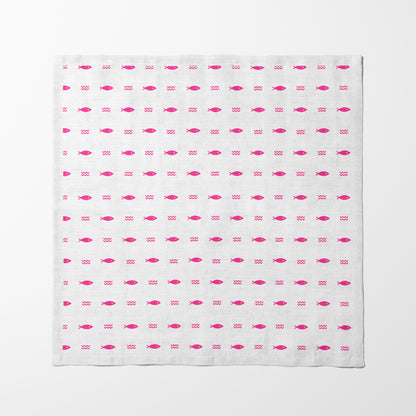 Fish and Waves Napkin in Hot Pink
