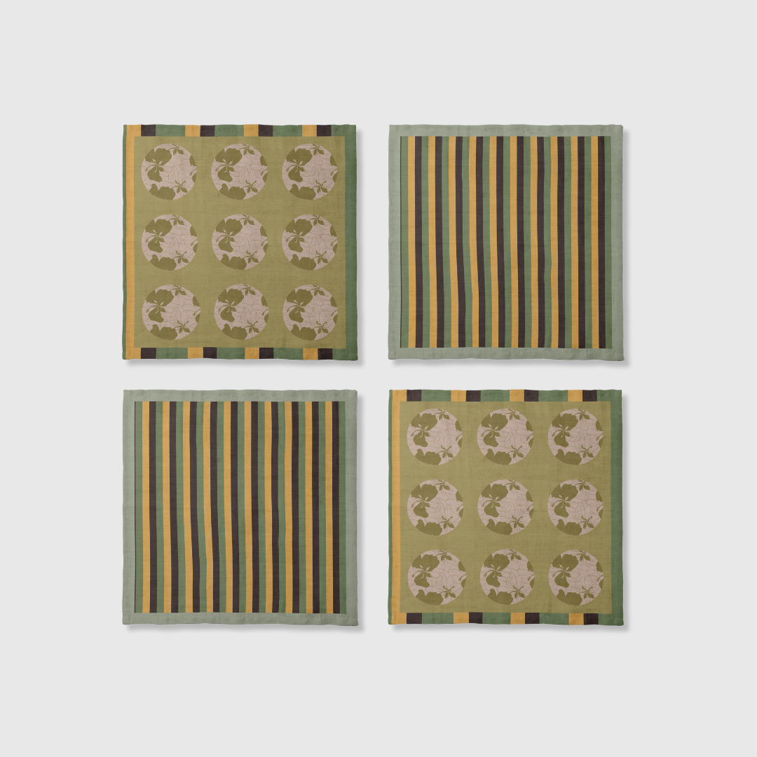 Stripes & Cayena Napkins in Green | Set of 8