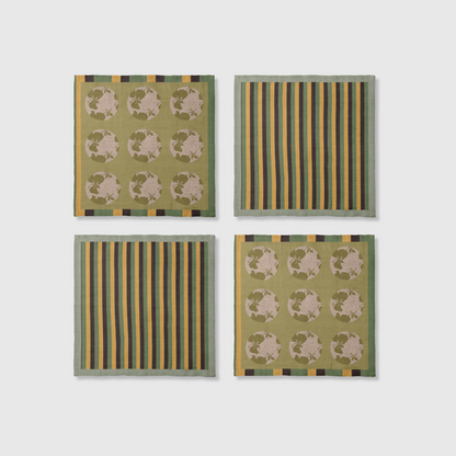 Stripes & Cayena Napkins in Green | Set of 8