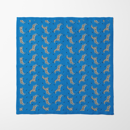 Leaping Zebras Napkin in Cerulean Blue