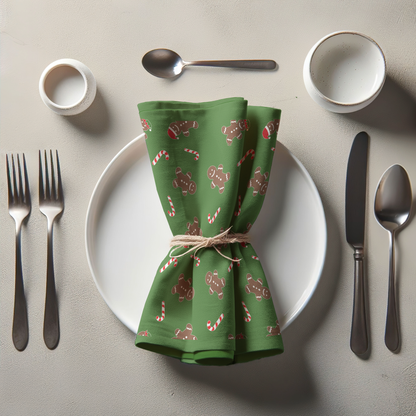 Gingerbread Dudes Napkin in Light Green