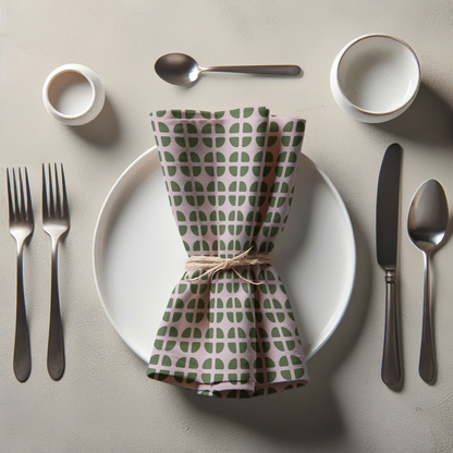 Fresh Fruit Napkin - Green in Lightweight Linen