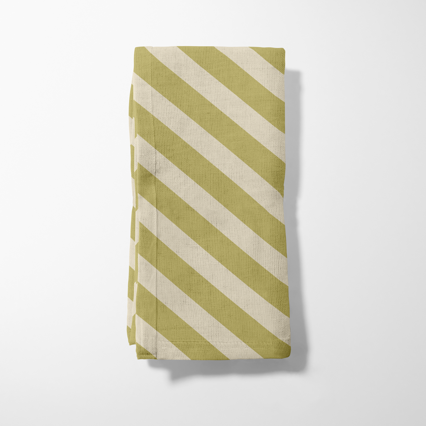 ONE Diagonal Stripe Napkin - Moss in Organic Cotton Voile