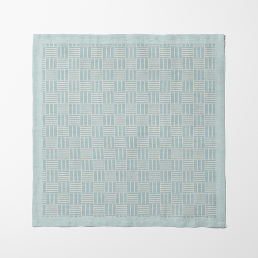 Checkered Stripes Napkin in Blue in Lightweight Linen