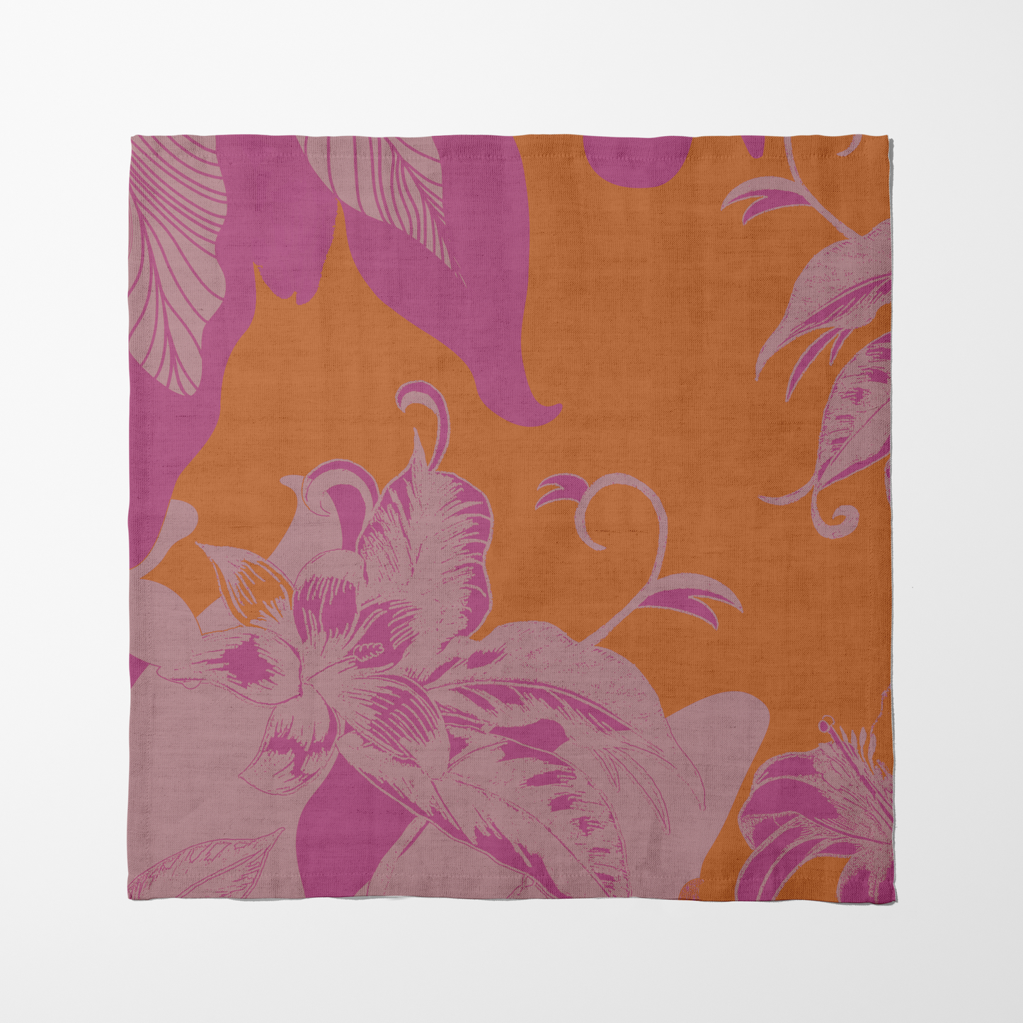 Tropical Paissage Pink & Orange Napkin in Organic Cotton Voile