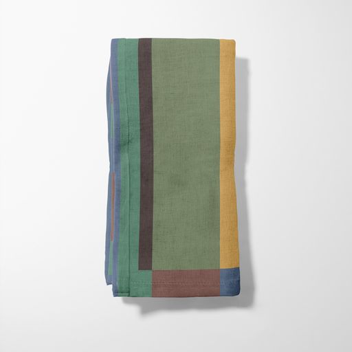 Candy Stripes Napkin in Green in Lightweight Linen